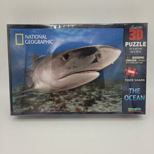NWT National Geographic Super 3D Tiger Shark Puzzle 500 piece Family Fun 24x18
